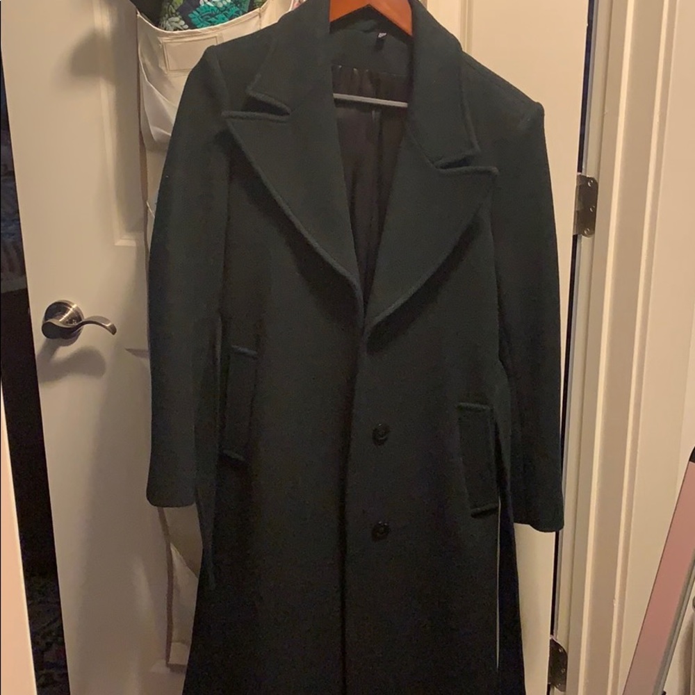 & other stories dark green long coat wool blend